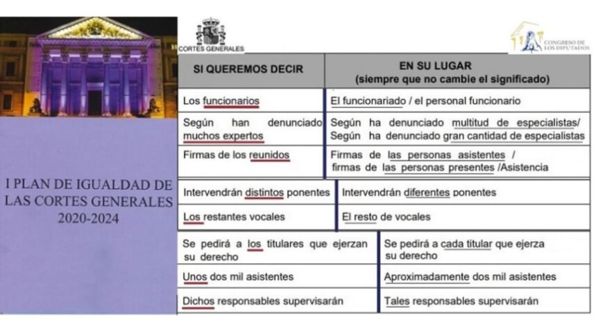 El timo del lenguaje inclusivo que esconde el Plan de Igualdad de las Cortes