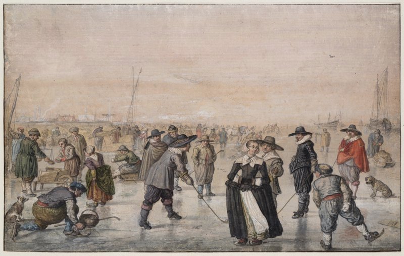 Escena en el hielo. Hendrick Avercamp. Primera mitad del siglo XVII. Teylers Museum, Haarlem.
