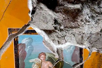 Detalle del fresco de Frixo y Hele encontrado en la domus sur de Pompeya.