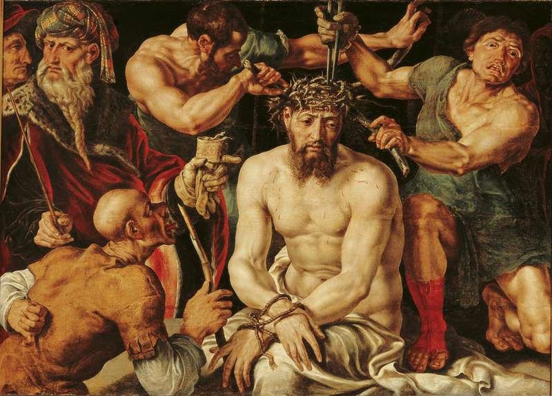 Cristo coronado de espinas, cuadro pintado por el artista holandés Maarten van Heemskerck en 1550. Frans Hals Museum, Haarlem, Holanda.