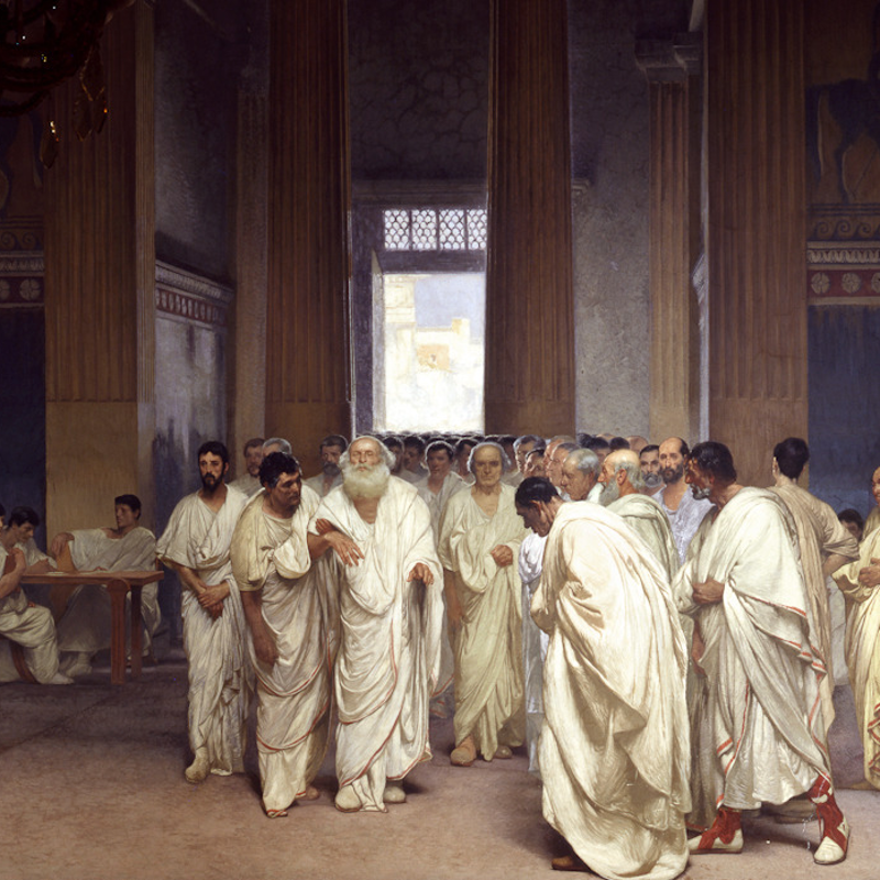 Detalle del cuadro pintado por el artista italiano Cesare Maccari, Apio Claudio Caecus acompañado de senadores de la Curia. Villa Madama, Roma.