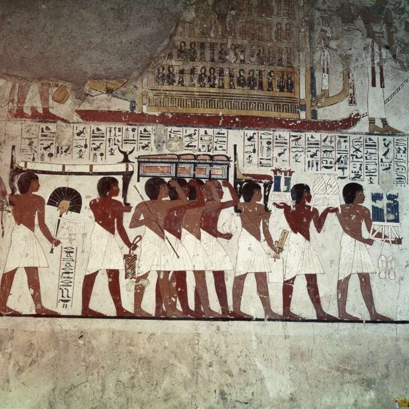 Cortejo fúnebre representado en la tumba del visir Ramose, en Gurna. 