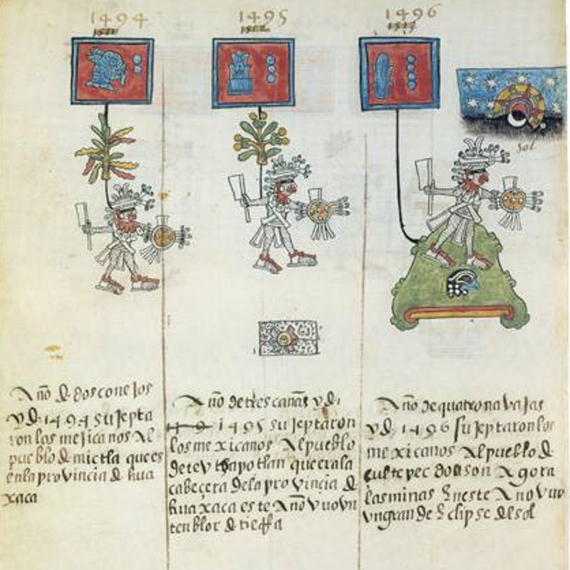Glifo que representa un eclipse total de Sol ocurrido el 17 de agosto de 1496, representado en el Códice Telleriano-Remensis.
