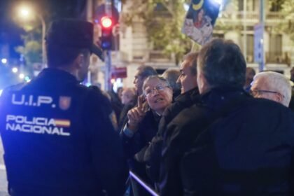 Manifestación contra la amnistía frente a la sede del PSOE en Ferraz el pasado 23 de noviembre