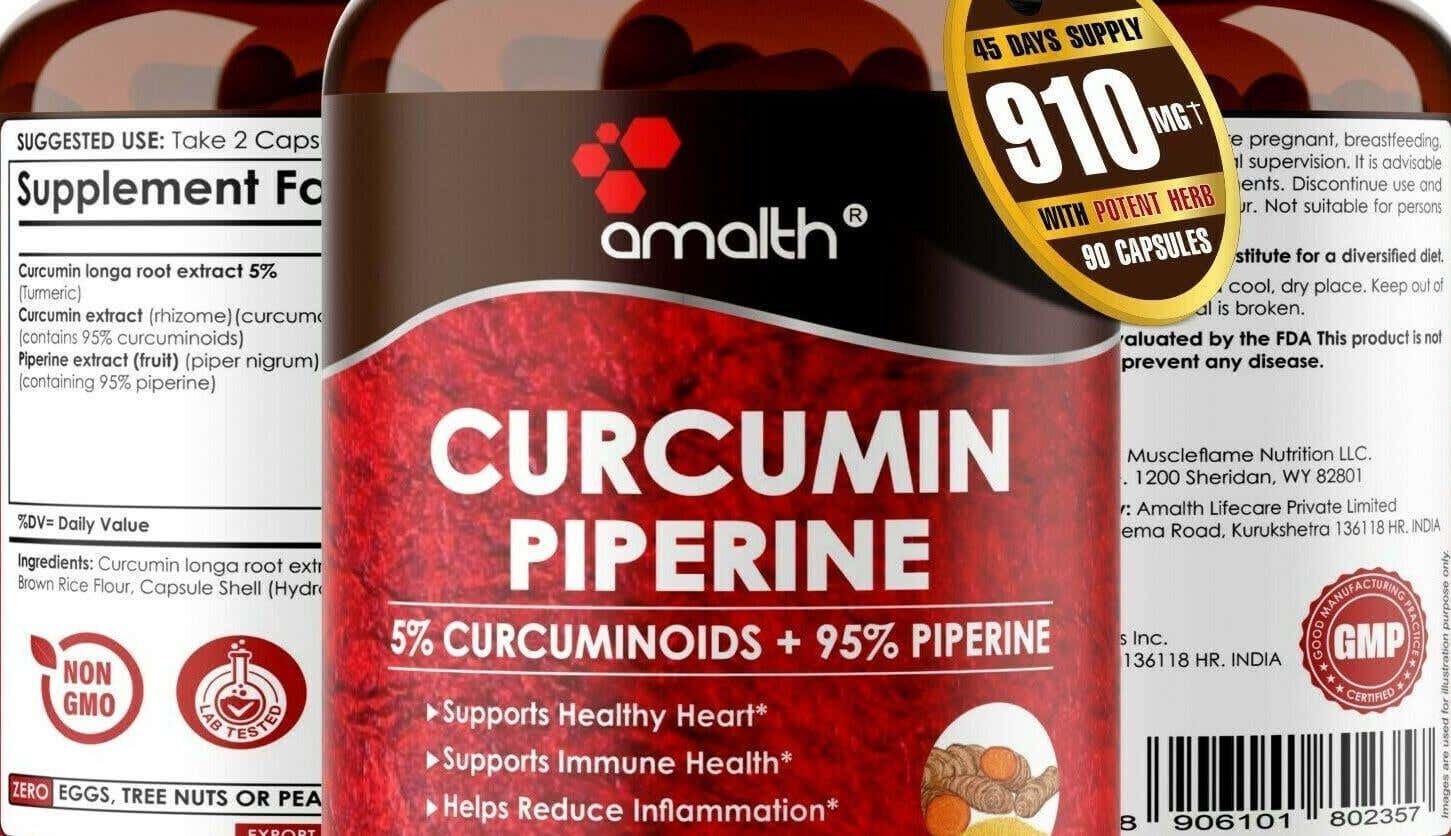 Suplementos de piperina con curcumina.