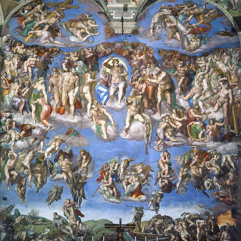 Imagen del Juicio Final en el cual se habria inspirado Miguel Ángel para pintar el lienzo descubierto recientemente.