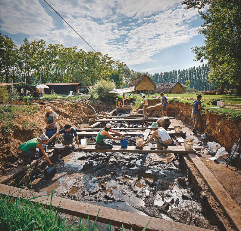 Equipo de La Draga excavando