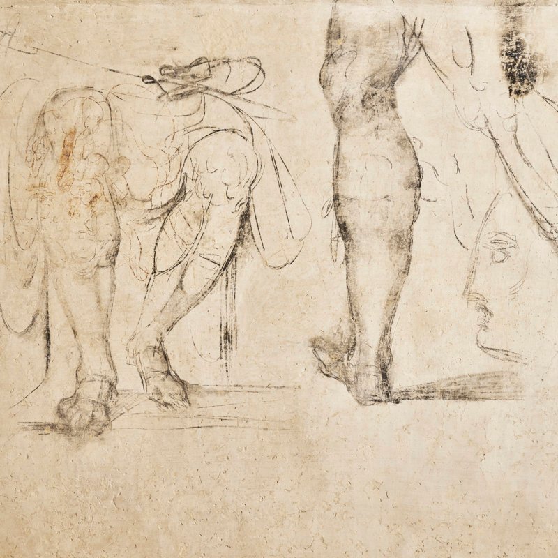 Las paredes están decoradas con figuras en movimiento pintadas por Miguel Ángel.