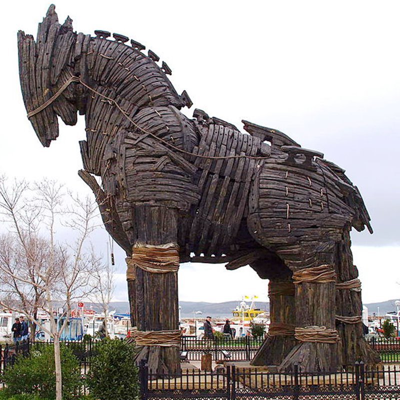 Maqueta del caballo de Troya utilizada para rodar la película Troya.
