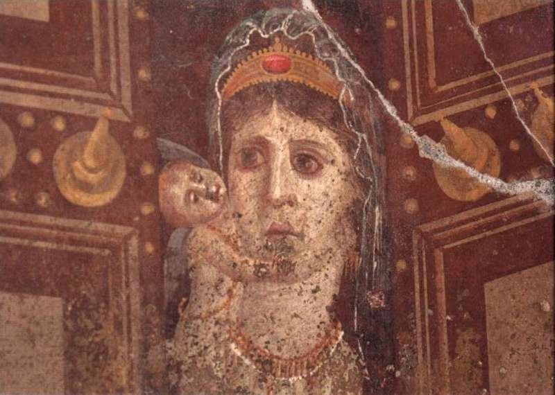 Pintura mural de Pompeya que muestra a Venus y Cupido y que se cree que en realidad representa a la reina Cleopatra y a su hijo Cesarión.