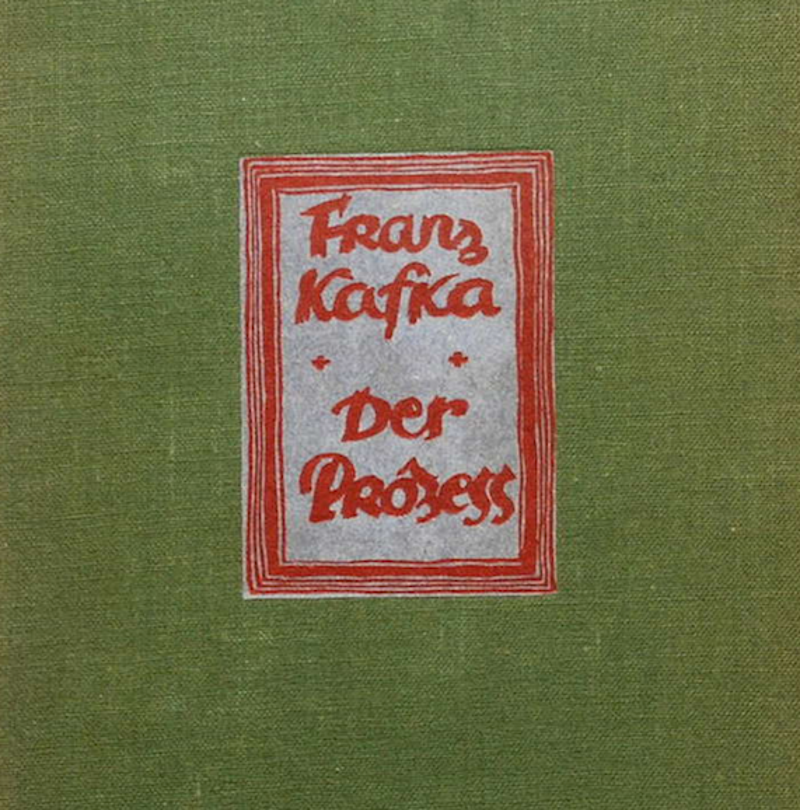 Portada de la primera edición del El proceso, de Franz Kafka, publicada en el año 1925.