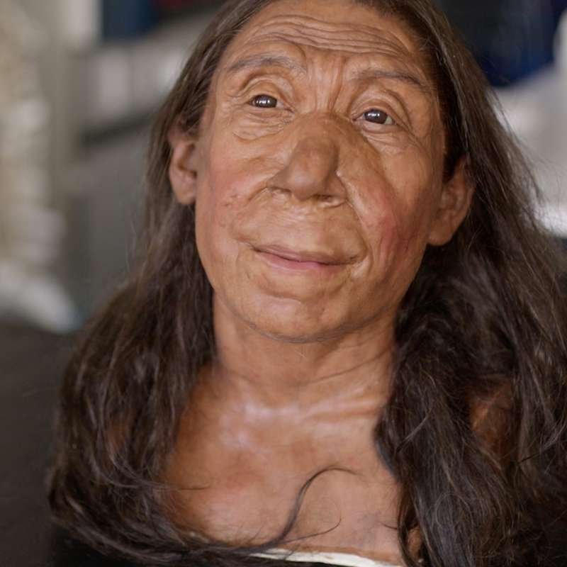 Artistic recreation of Shanidar Z, the Neanderthal woman who died 75,000 years ago in a cave in the Zagros Mountains.