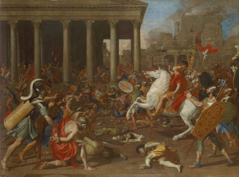 Asalto al templo de Jerusalén por las legiones comandadas por Tito. Obra de Nicolas Poussin, 1638. Museo de Historia del Arte, Viena.