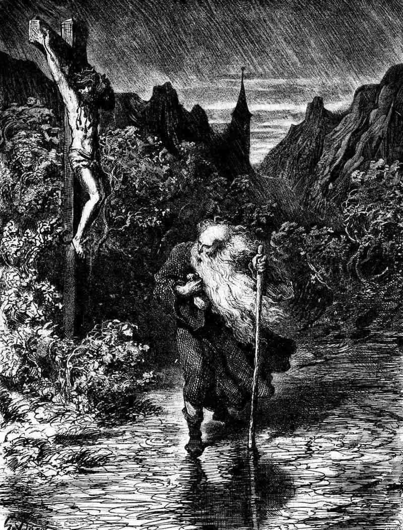 Grabado de Gustave Doré que recrea el mito del judío errante.