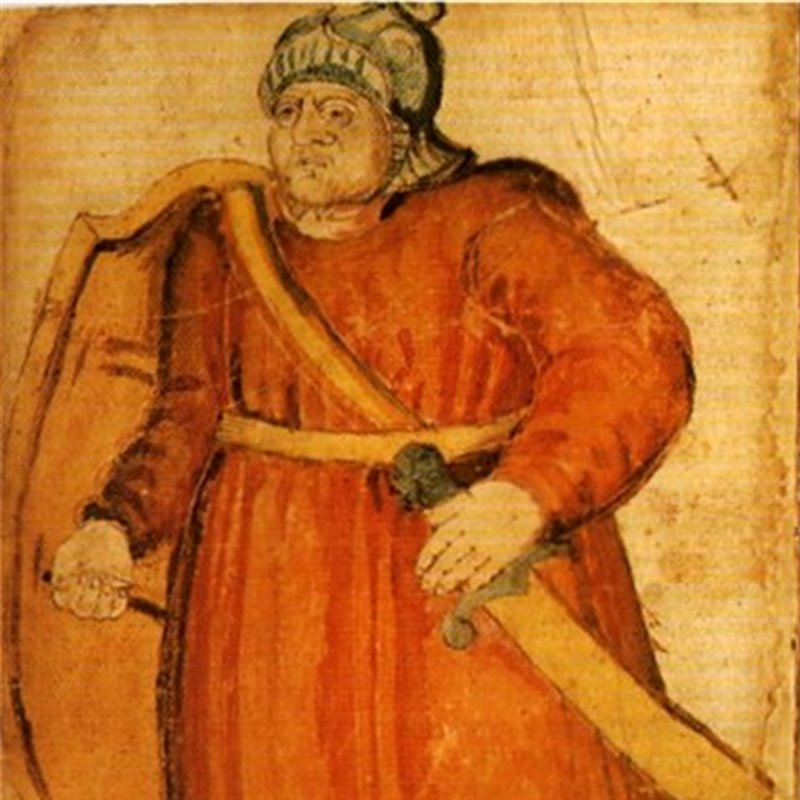 Grettir preparado para el combate en esta ilustración de un manuscrito islandés del siglo XVII.