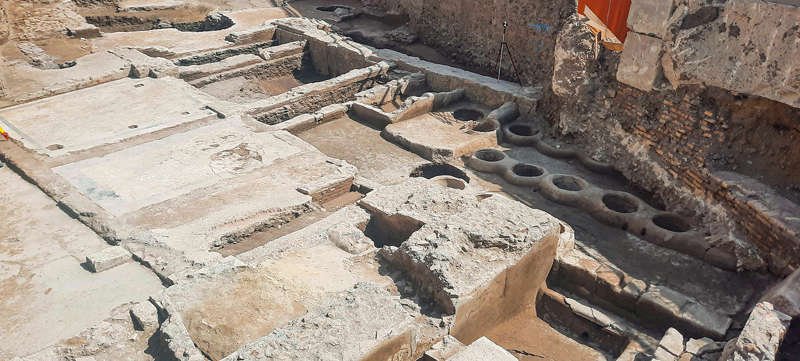 Imagen de la lavandería romana de Piazza Pia tal como puede verse tras los trabajos de desescombro.