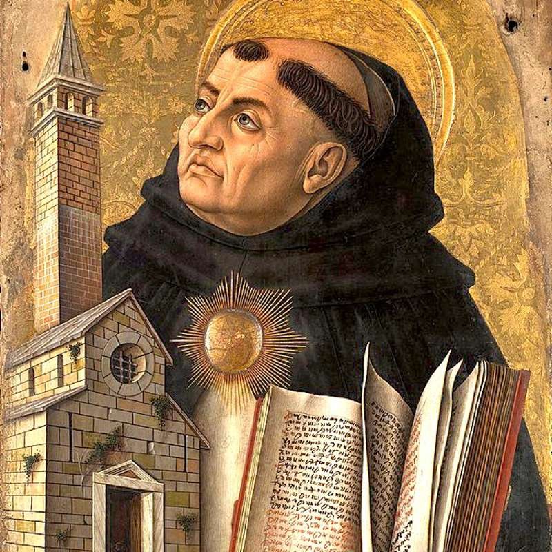 Retrato de Santo Tomás de Aquilino realizado por el artista italiano Carlo Crivelli en 1476 National Gallery, Londres.