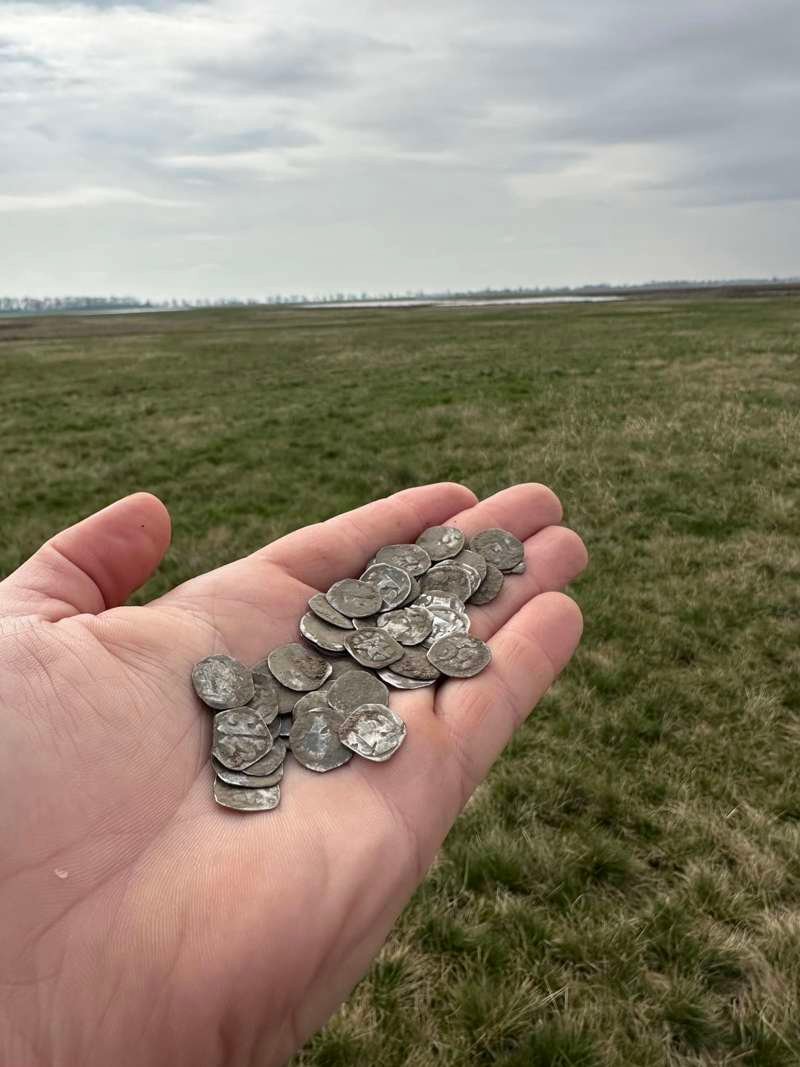 Tesorillo de setenta monedas de plata acuñadas entre los siglos XIII y XIV.