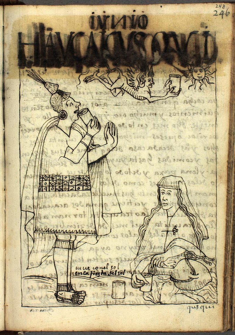 Una representación del Inti Raymi inca según el cronista peruano Guamán Poma (1565-1644).