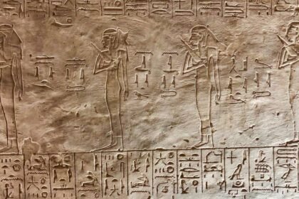 Relieve que representa a la reina Tausert. Templo de Amón (Amada), Nubia egipcia, 2007.