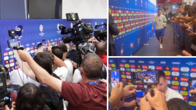 Copa América 2024: Locura por Messi en la zona mixta: ¡más de 40 periodistas y cámaras le buscan!