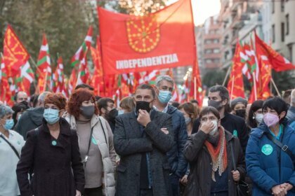 El coordinador general de EH Bildu, Arnaldo Otegi, en una manifestación